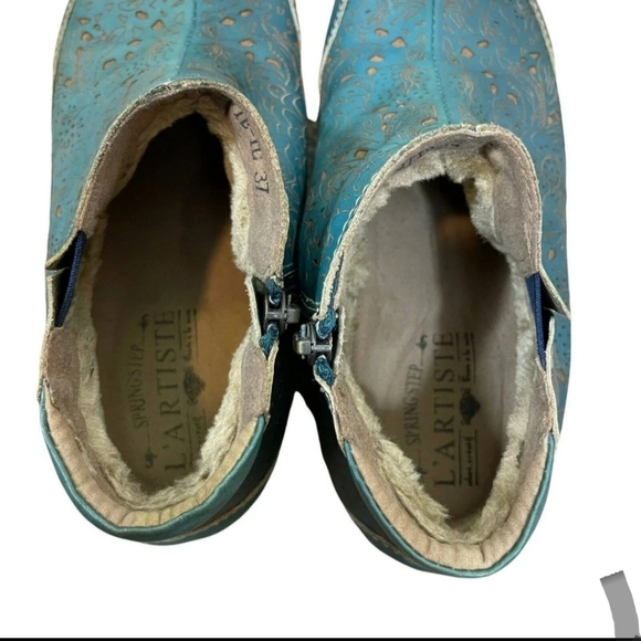 L'Artiste Womens Petrol Blue Libootie Hand Painted Ankle Boots US 6 - Picture 6 of 7